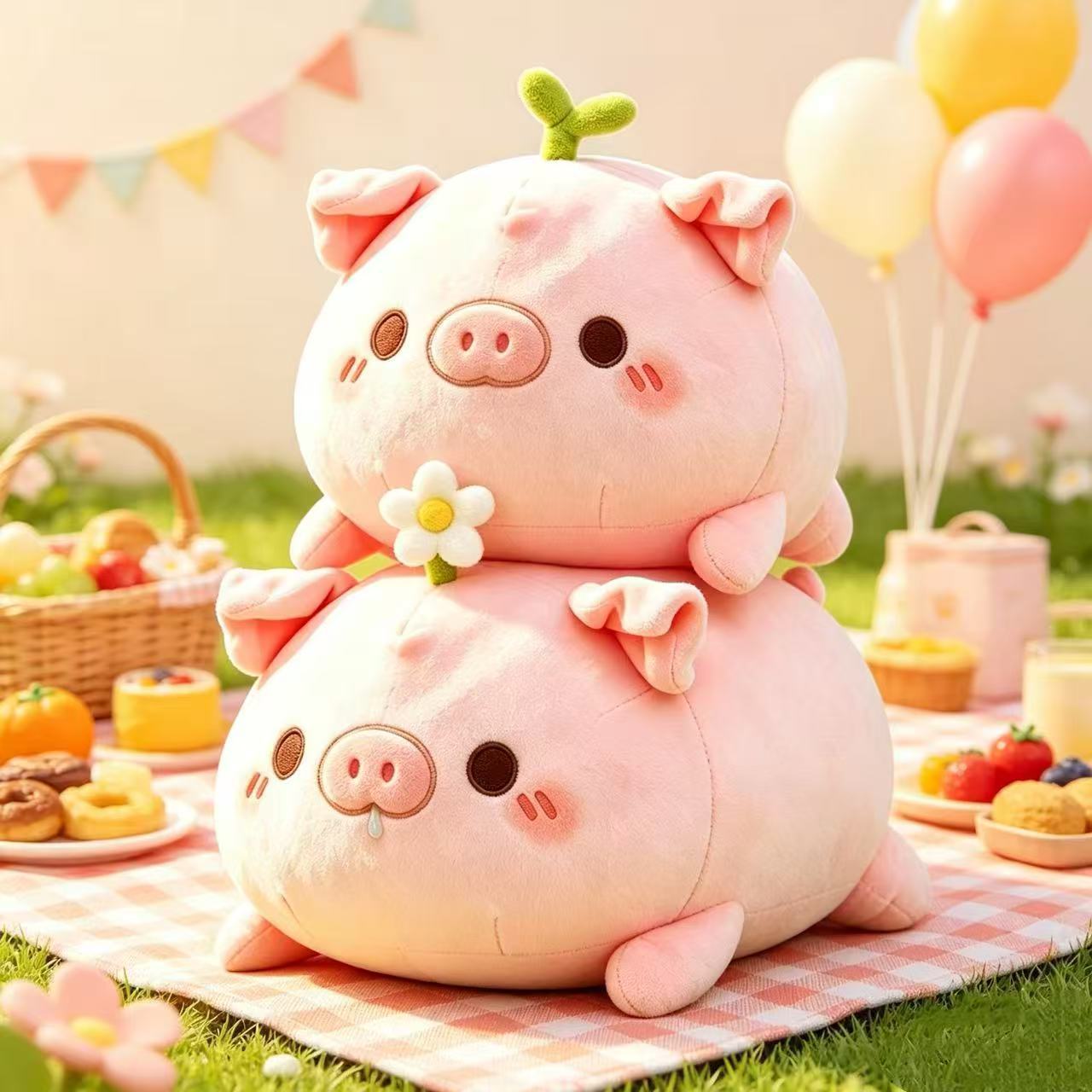 Cute little pig plush pillow toy, stuffed animal, little grass pig children's doll, a birthday gift for a best friend