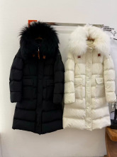 跨境高版版本冬季新款90鹅绒服加厚女长款收腰显瘦大毛领保暖外套