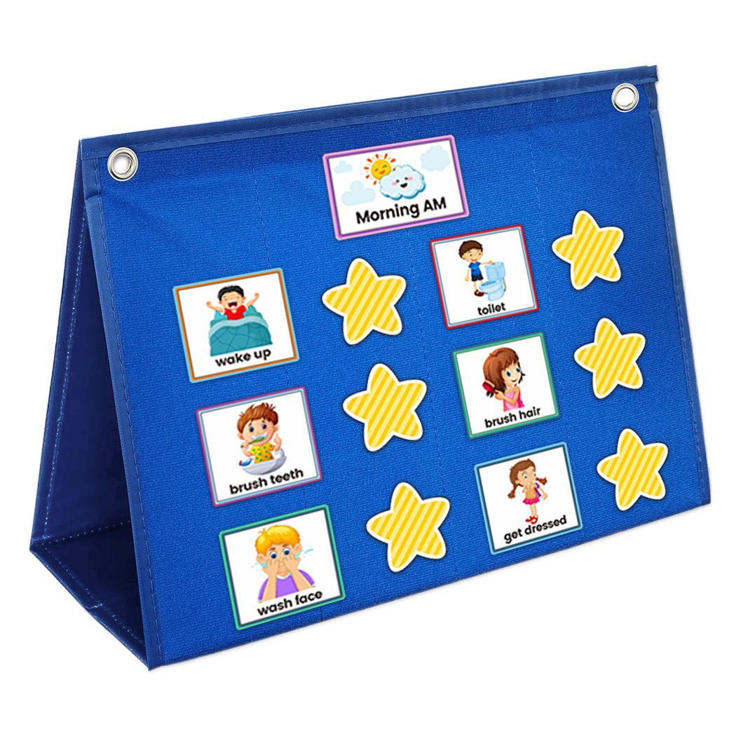 Daily visual charts of schools and families that can be hung on the wall or stand on the desktop by folding