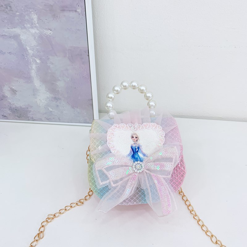 Nuevo comercio exterior de encaje flor de hombro para niñas bolsos de moda perlas arco bolsos de niños bolsos de cambio de dibujos animados