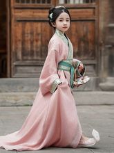 战国袍女童汉服儿童复原直裾袍中国风演出服古装摄影宝宝礼服春秋