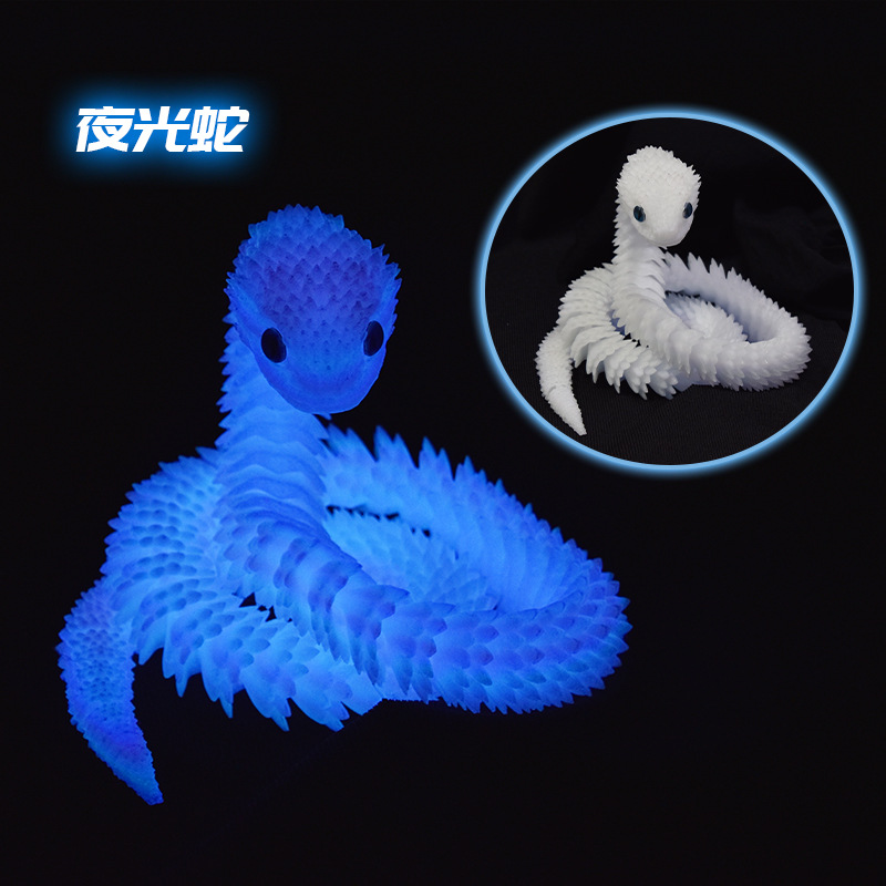 3D打印蛇蝰蛇全身关节可动仿真动物模型桌面摆件儿童玩具仿真摆件
