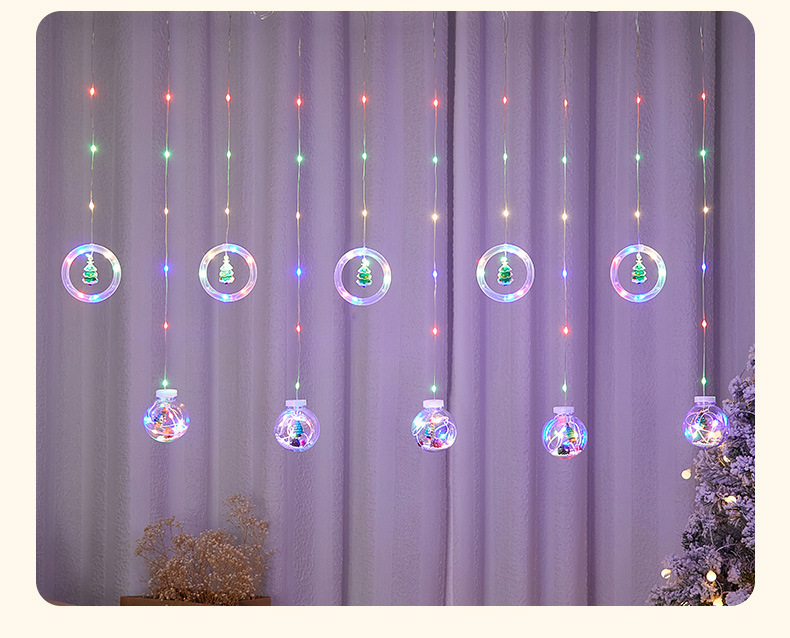 Festive Decoration Ing Ball Ring Remote Control Snowman Christmas Tree Led Curtain String Lights display picture 5