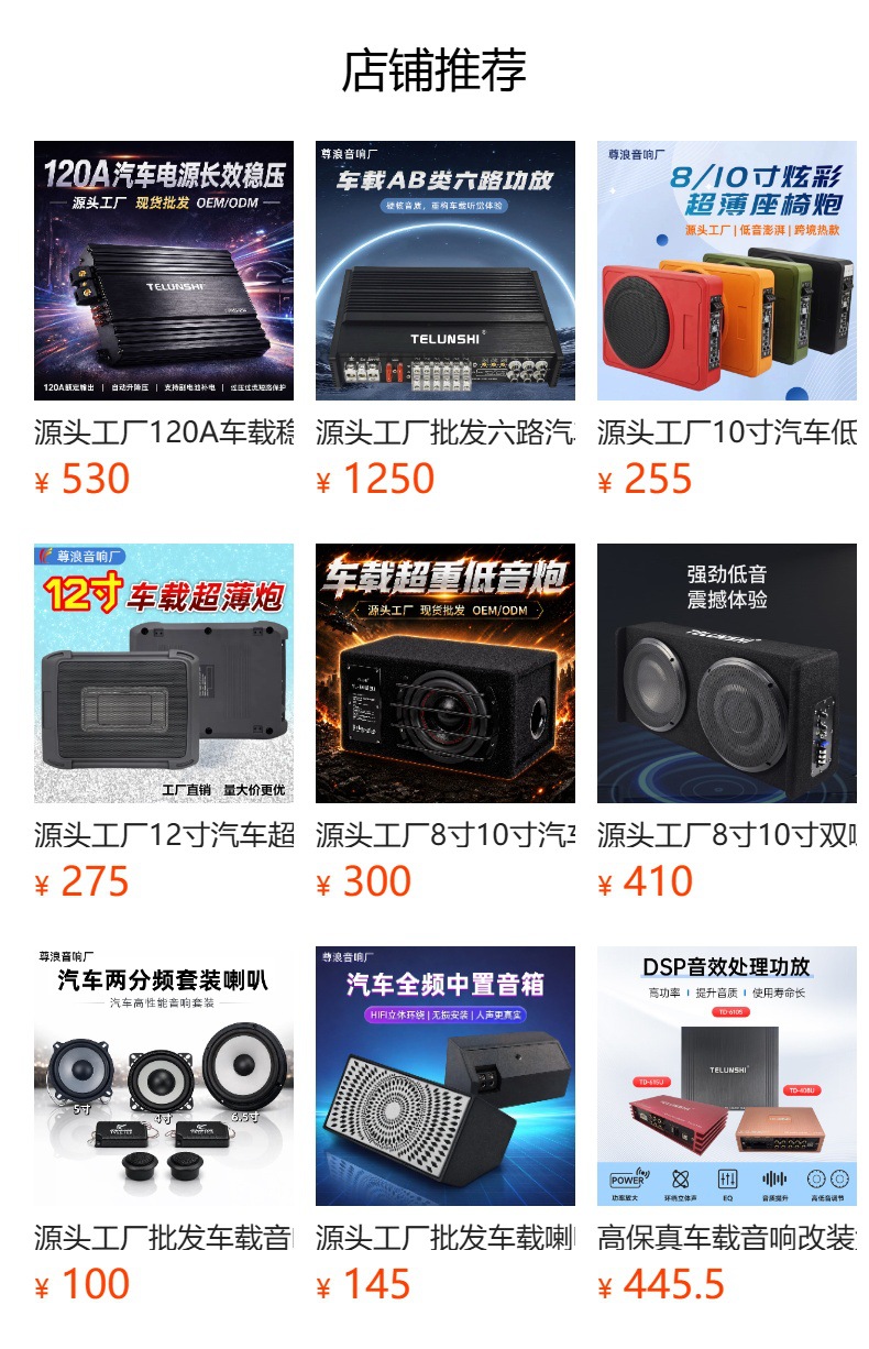 Source Factory 10inch Trunk Wooden Box Active Subwoofer 12V High Power In-stock Wholesale OEM Customization Wholesale
