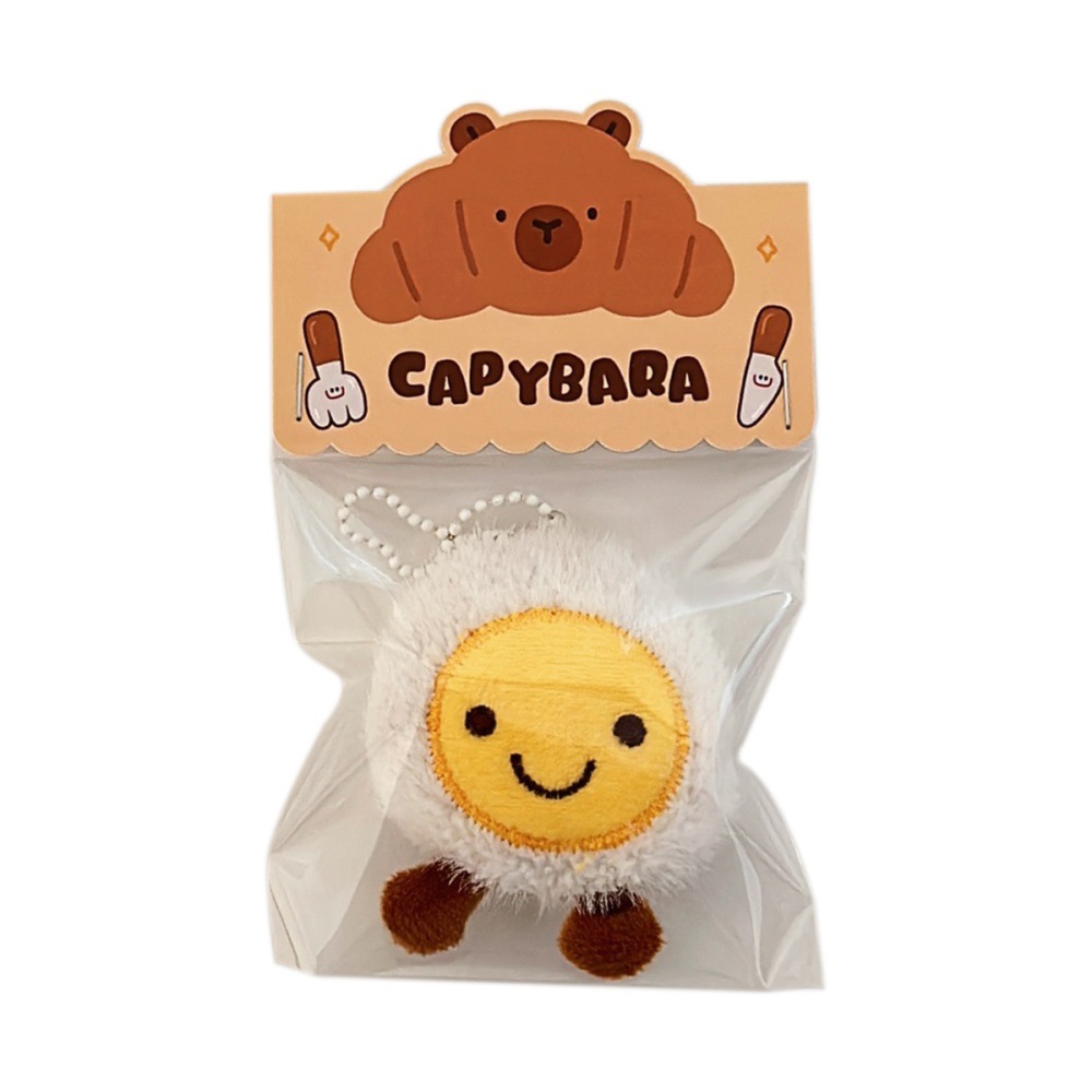 Cartoon bolso de peluche huevo muñeca colgante adorable pan tostado colgante llavero bolsos escolares broche decorativo