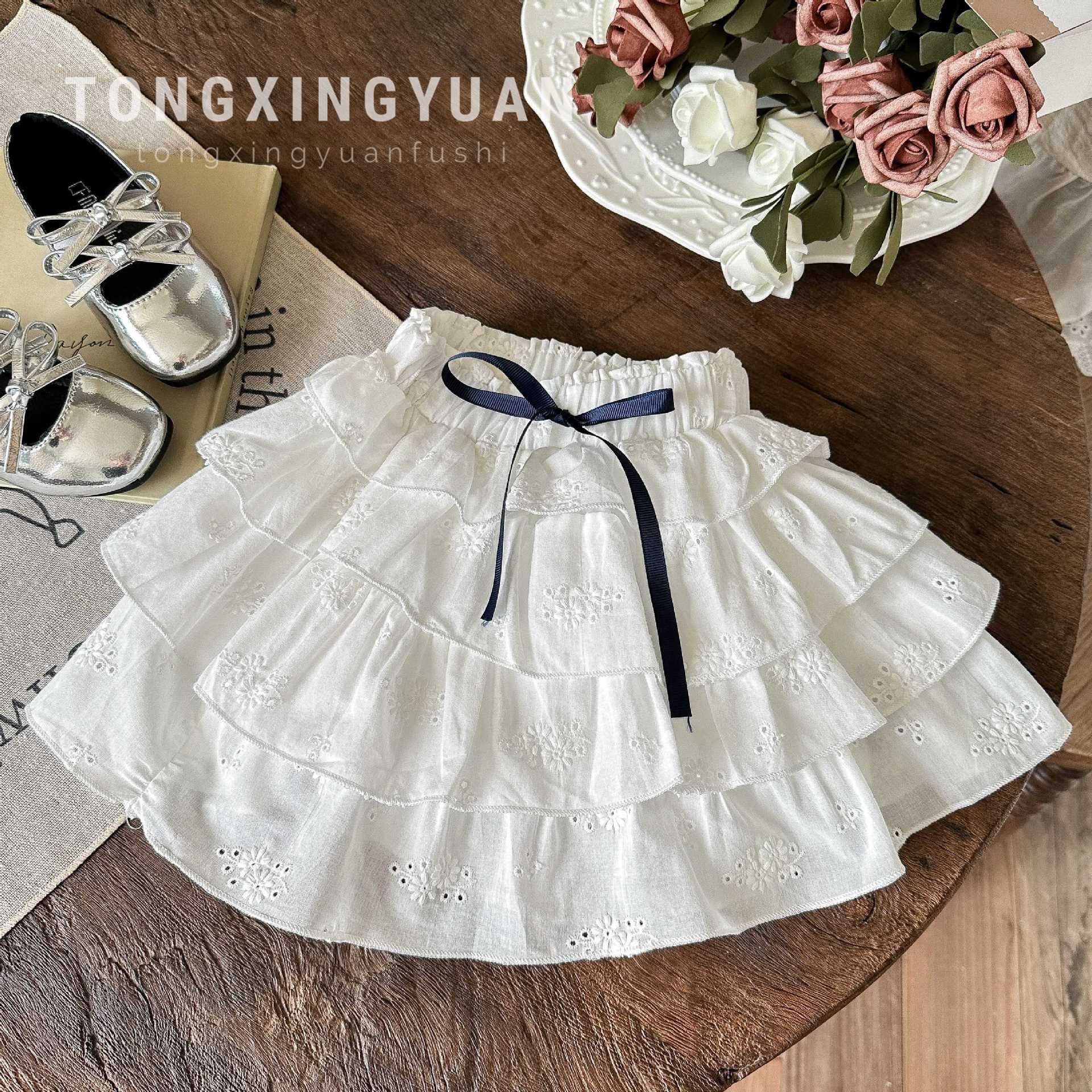 Estrella infantil redonda niña todo fósforo falda corta estilo coreano para niños falda de ballet estilo occidental falda de princesa falda de encaje dulce