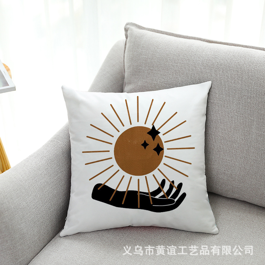 亚马逊 跨境热销爆款简约太阳超柔绒抱枕套汽车抱枕沙发抱枕靠垫