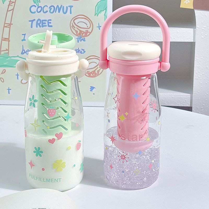 水杯玻璃杯大容量吸管杯子带提手ins女生高颜值家用可爱小众便携|undefined