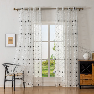 Cross-border modern simple embroidery window screen decorative curtains living room bedroom dining room finished curtain gauze curtain manufacturers wholesale