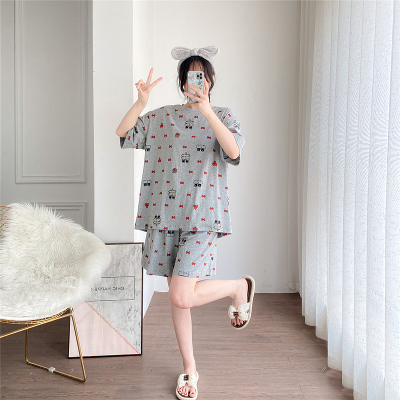 Japanese-Style 2025 High-End Women's Pajamas Summer Sweet Cute Cat Loungewear Plus Size Fat mm 100kg Set