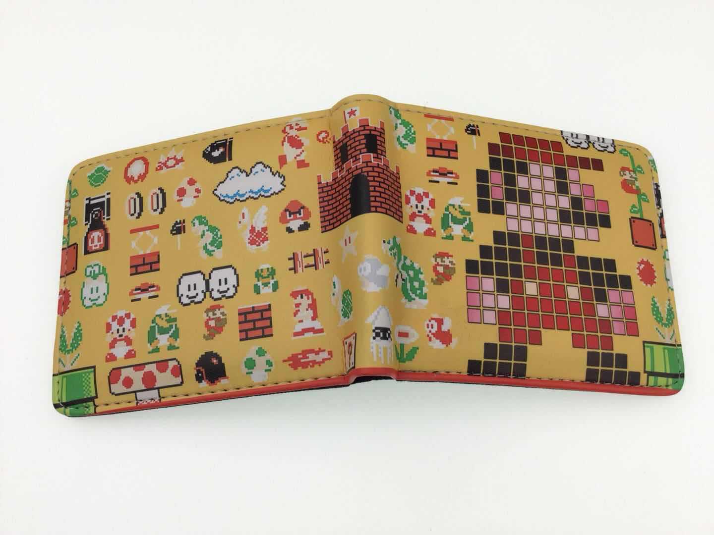 Nuevo Super Mary cartera corta Super Mario estudiante unisex pu cuero Snap cartera