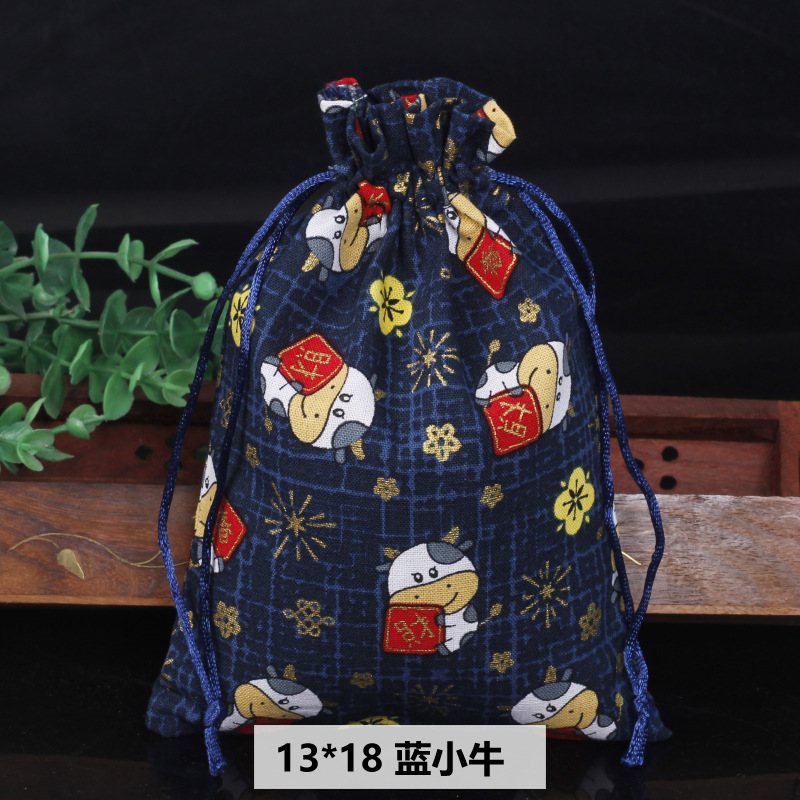 Ventas calientes de impresión de paquetes de cuerda de dibujo bolsas de impresión logotipo de lino bolsa de tela para el medio ambiente bolsa de almacenamiento de artículos 13 * 18