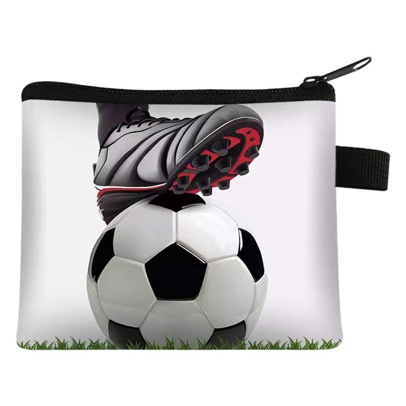 Football-Themed Children's Coin Purse, Portable Student Card Holder, Coin and Key Storage Pouch, Polyester Clutch Bag, Available for Dropshipping, Compact