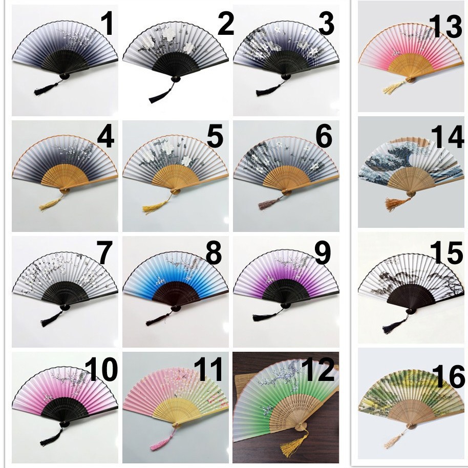 Fábrica personalizada antigua ventilador de ventilador plegable chino tela de seda pro ventilador escénico WenChuang ventilador de regalo al por mayor