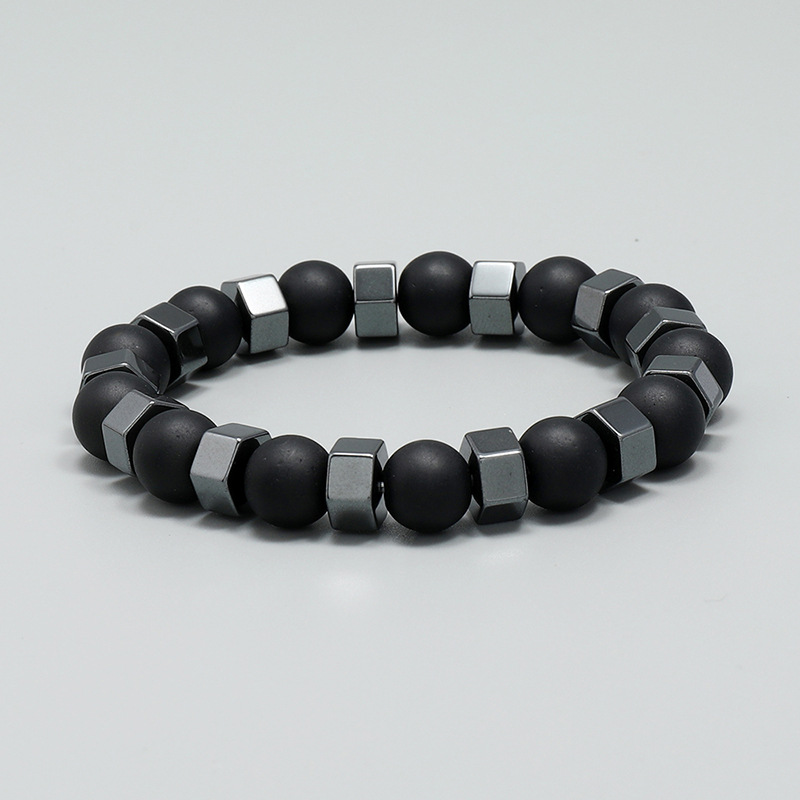 Fashion Men's Jewelry Beaded Bracelet Retro Black Gallstone Stretch Bracelet display picture 4