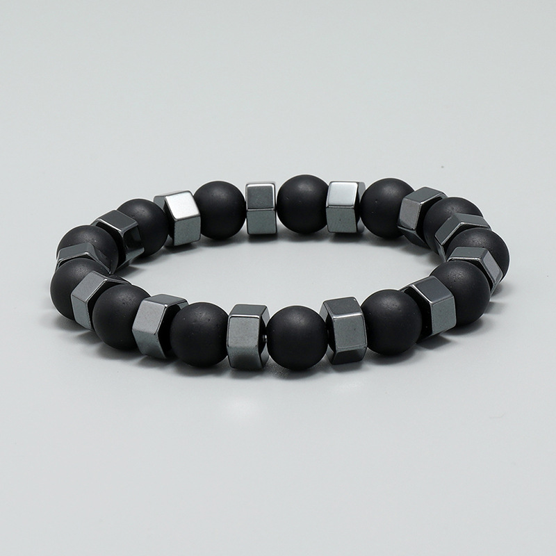 Fashion menu0027s jewelry beaded bracelet retro black gallstone stretch bracelet