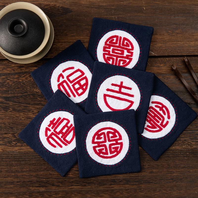 Paquete de material de bordado hecho a mano de bricolaje conjunto de tela estera de té montaña regalo creativo bordado paquete de material principiante