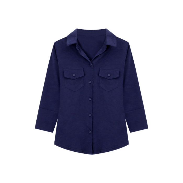 気質純欲風セクシー襟長袖シャツ女子学生春秋修身ウエストシャツ白いカーディガン上着