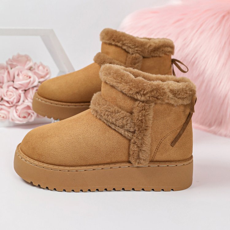 Cross-border plus-size women's snow boots, new autumn and winter 2026 model, fleece-lined, thickened, warm, suede casual cotton shoes