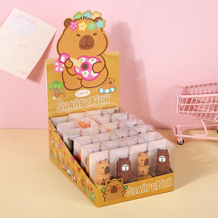 Cute Soft Rubber Pencil Sharpener Kapibara Student Mini Silicone Portable Pencil Sharpener Single Hole Pen Set Planer Pencil Sharpener