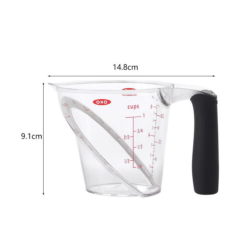 Multi-ángulo de fácil vista taza de medición herramienta de medición con escala hogar hornear herramienta peso estándar ml taza de medición transparente cuerpo
