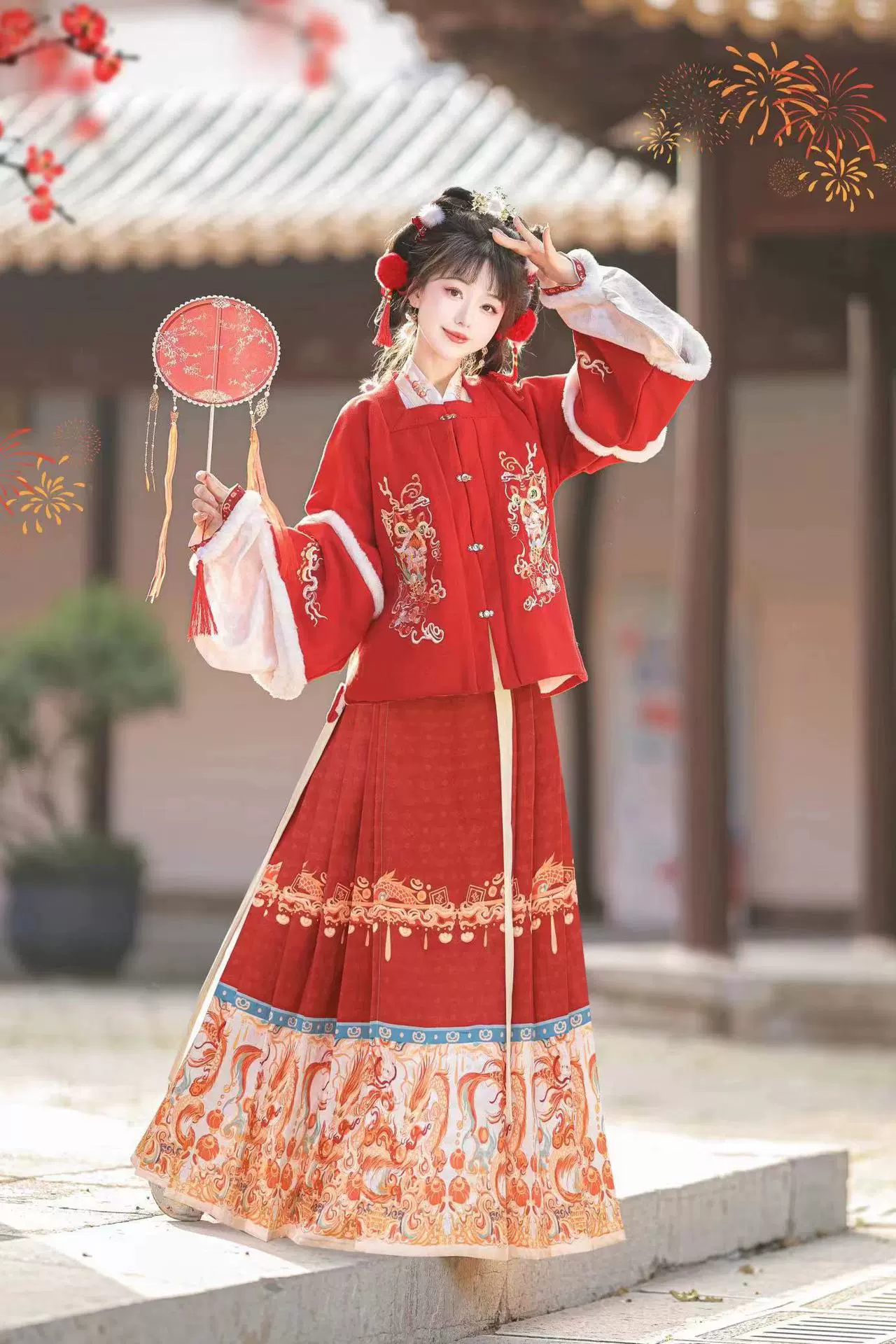 Женское утепленное платье Linglong Fufu с конским лицом в стиле Мин и ханьфу, зимний костюм в китайском стиле, костюм в древнем стиле, полный комплект