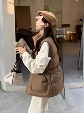 2025秋冬新款羽绒棉马甲女设计腰带调节收腰显瘦宽松立领坎肩外套