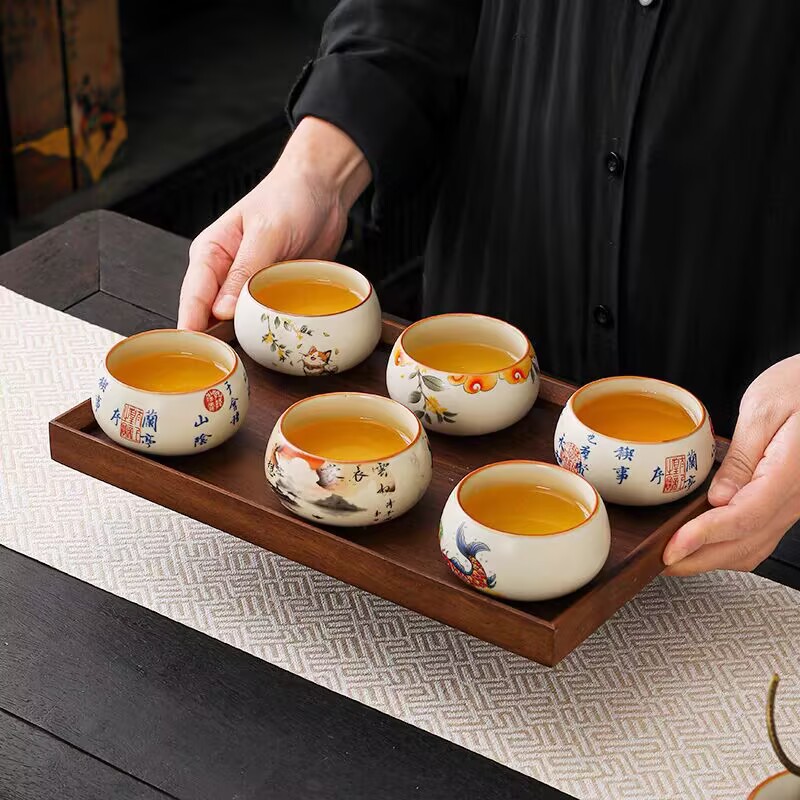 Taza del propietario Ru Kiln Taza individual de cerámica Taza de té Juego de té de Kung Fu Taza de té Taza de té de alta gama Tazón de té Especial