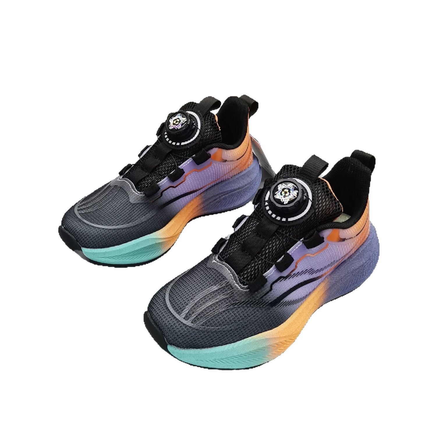 Calzado para correr ligero a través de la red para niños Calzado deportivo con suela de carbón para niños Calzado infantil de gran tamaño Calzado transpirable Calzado deportivo con botones