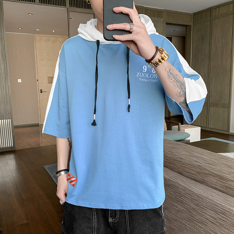 T-shirt à manches mi-longues, pull boule bleue, beau sport et loisirs pour jeunes, haut tendance, été 2021_voghion.com