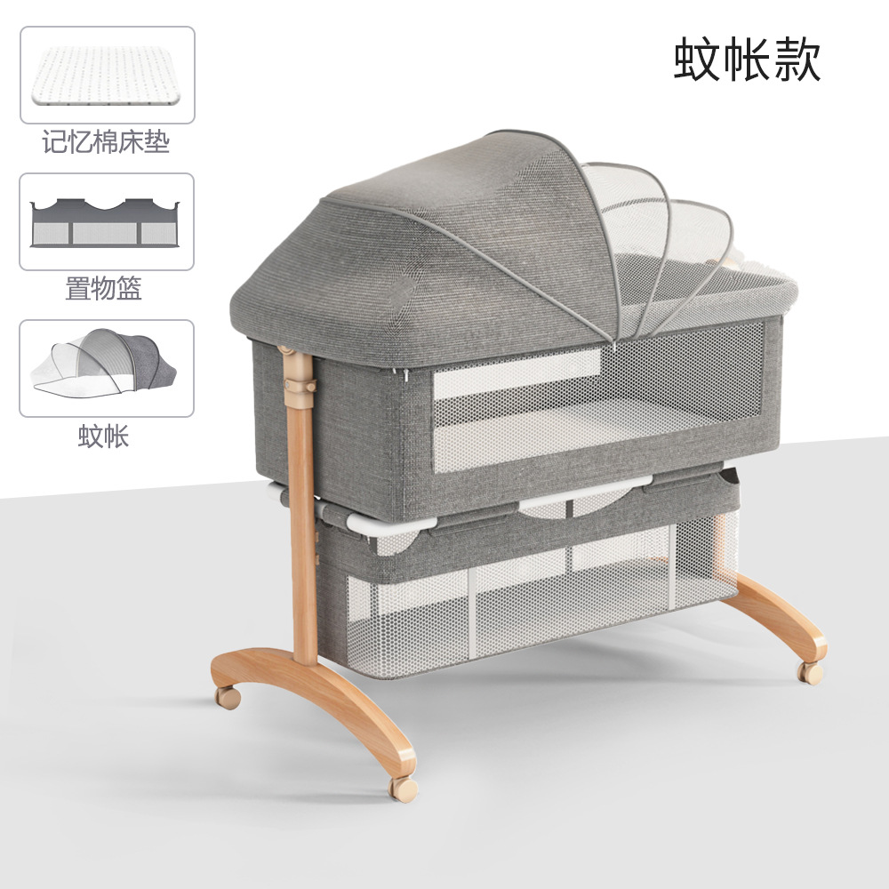 Cama de bebé móvil portátil cuna cama plegable multifuncional BB cama para recién nacidos empalme cama grande