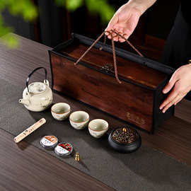 阅锐汝窑茶具礼品套装一壶三杯香道创意实用功夫开业送客户伴手礼
