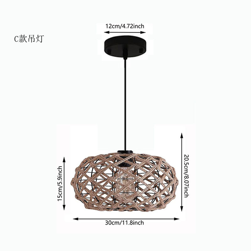 Lámpara de techo tejida a mano con cuerda de cáñamo de imitación estadounidense