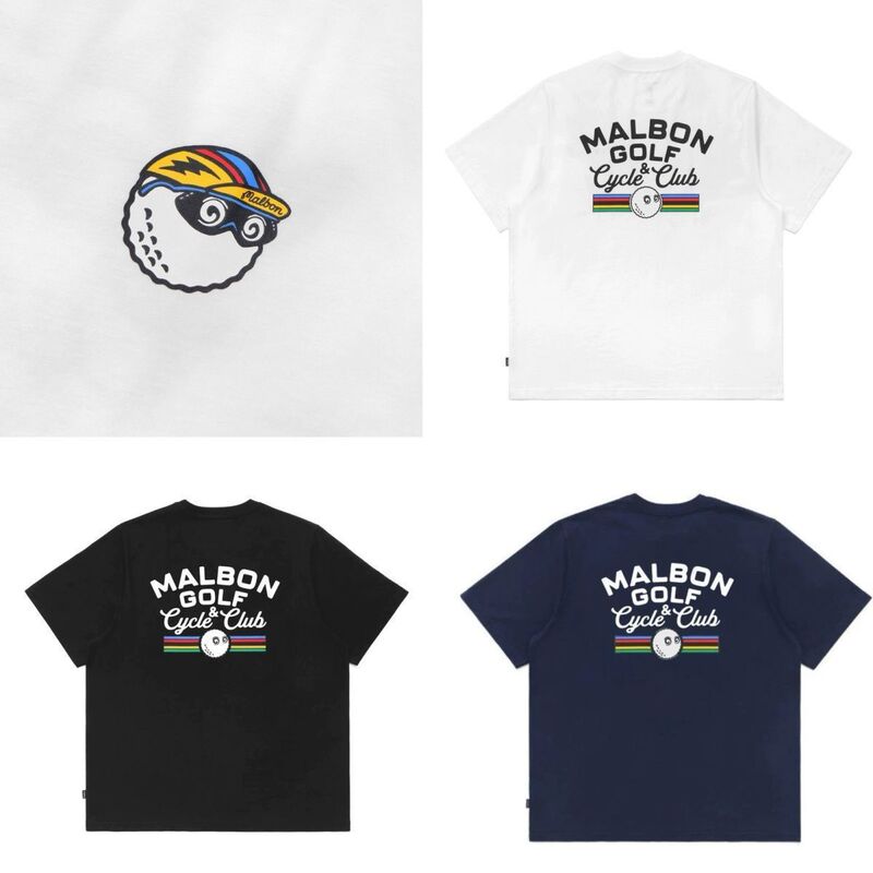 Malbon Golf Golf Clothing Men's and Women's Same Style Pure Cotton Short-Sleeved T-Shirt Outdoor Sports and Leisure Golf Clothing White