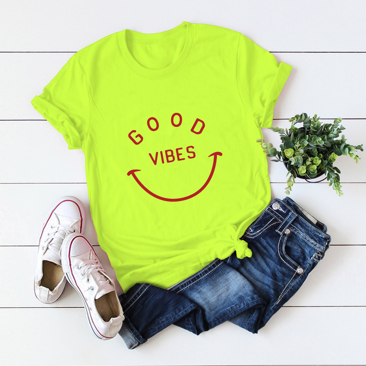 smiling face cotton short-sleeved T-shirt NSSN36546