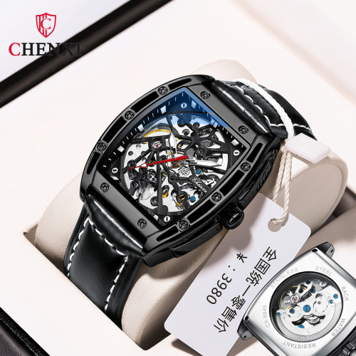 Dawn barrel-shaped hollow fully automatic mechanical watch men's cross-border foreign trade live broadcast luminous manufacturer mechanical watch