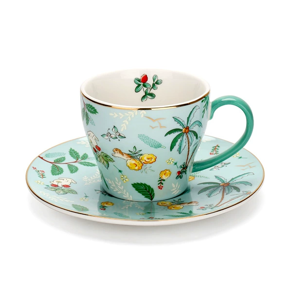 Korean rabbit cup dish green bottom