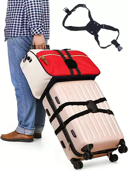 Luggage fixing strap, trolley case fastening strap, travel case packing strap, black elastic type