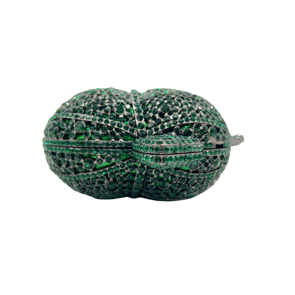 Túi clutch nữ đính đá hình chiếc lá hộp kim loại cứng dự tiệc — ngọc lục bảo, Tùy chỉnh các màu khác chi tiết 8