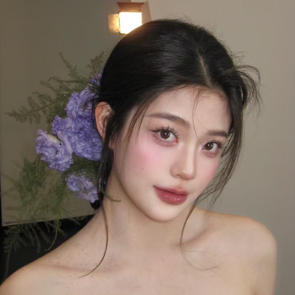 Seaside Resort Style Purple Flower Hairpin for Women, New Chinese Style Hair Flower with a High-End Feel, Side Clip Bridal Hair Accessory