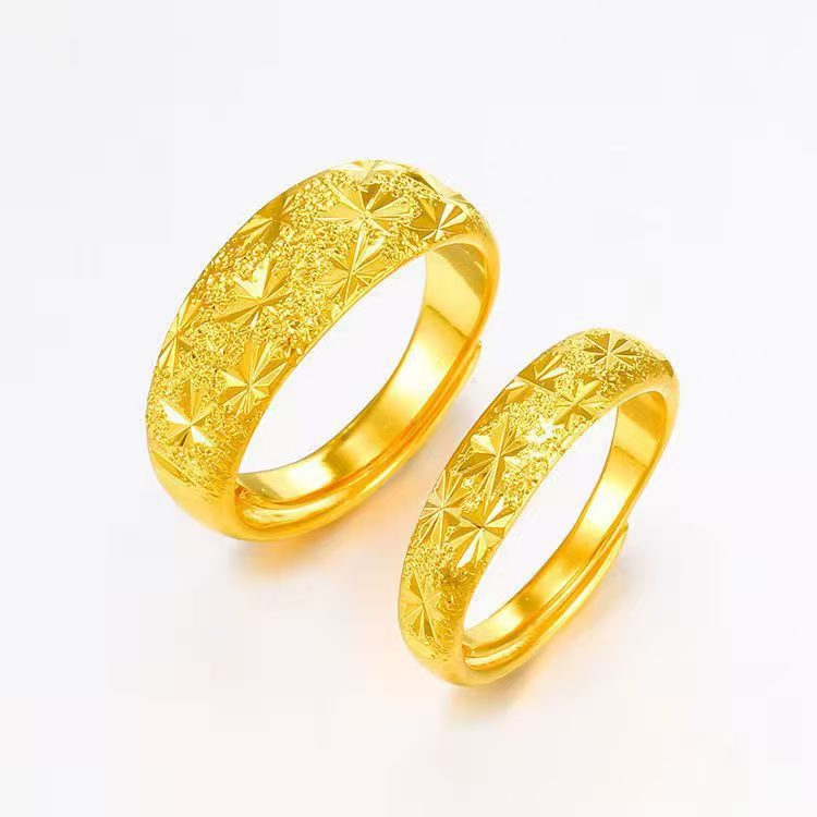 Vietnamese Sand Gold Baby's Breath Couple Ring High Imitation Gold Women's Ring Gold-Plated Baby's Breath Couple Ring Wholesale