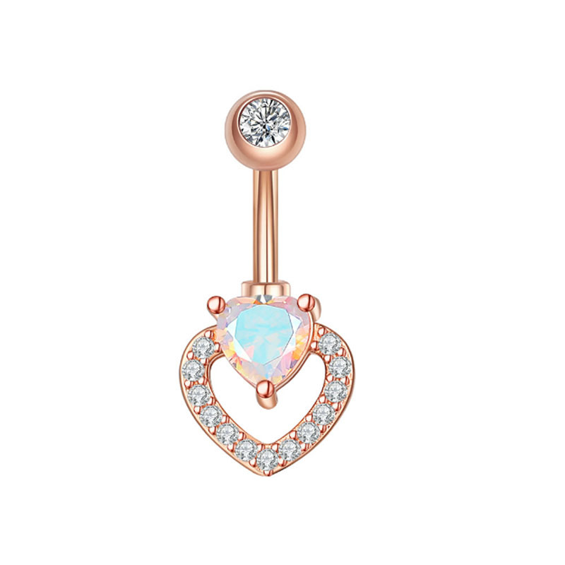 Fashion Heart Shape Butterfly Stainless Steel Plating Inlay Zircon Women's Belly Ring 1 Piece display picture 3