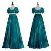 2201 Short Borichon satin peacock blue dress