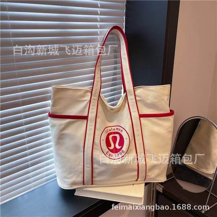 外贸女包2025春夏季新款简约休闲帆布包流行字母托特斜挎包bags潮|undefined