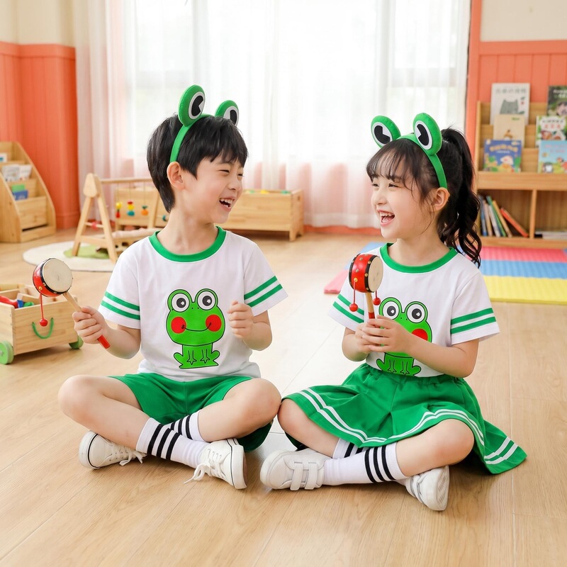 Children's Day Cartoon Performance Costumes Summer Little Frog Outfit Set Campus Children's Candy-Colored Performance Clothes Children's Day Cartoon Performance Costumes Summer Little Frog Outfit Set Campus Children's Candy-Colored Performance Clothes
