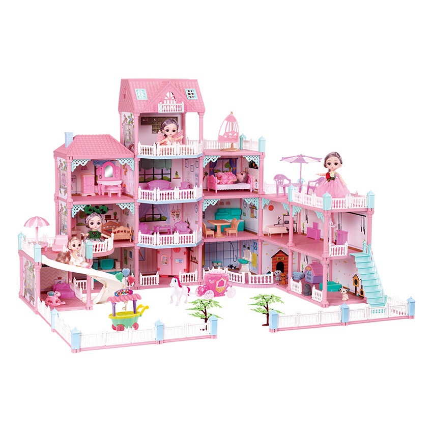 Los niños transfronterizos juegan casa juguete niña simulación muñeca casa princesa Castillo Villa Casa montado juguete al por mayor