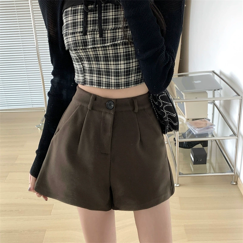 Повседневные шорты с высокой талией, A‑line, свободный крой, plus‑size S–4XL, чёрные