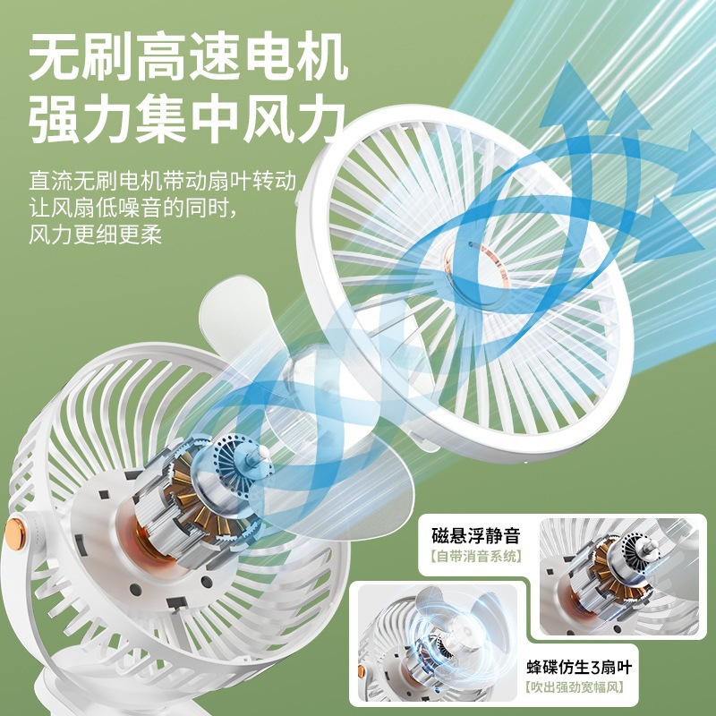 Ventilador pequeño silencioso clip de carga escritorio de oficina dormitorio pequeño dormitorio de estudiantes cama mini larga duración