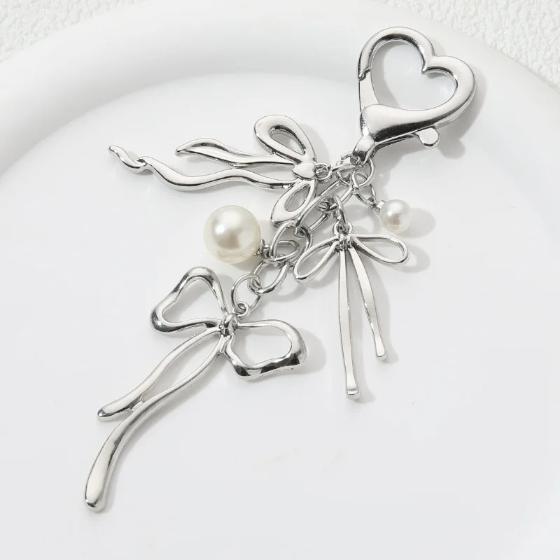 Y2K Pretty Butterfly Bow Pearl Keychain Ladies Bag Wallet Mobile Phone Pendant Pendant Decoration