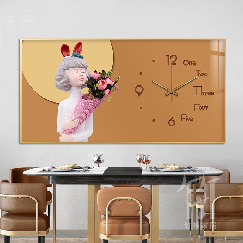 Niña nórdica caja de medidor pintura decorada sin agujeros de perforación de tapa de encendido interruptor de alimentación caja de interruptor con reloj colgar pintura